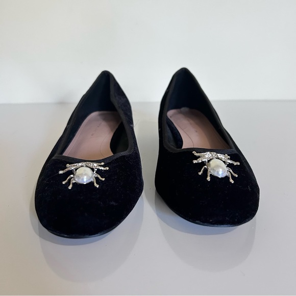 ZARA Black Velvet Insect Brooch Flats 39 - Picture 2 of 8